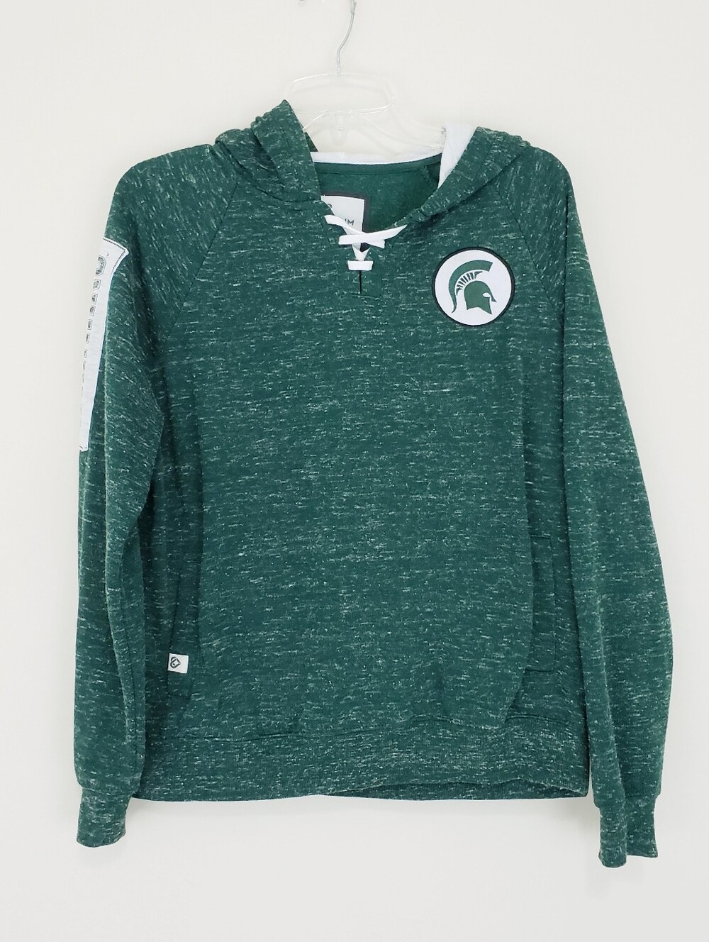 Michigan State Heathered Green Womens Hoodie Sweatshirt Size Large Spartans